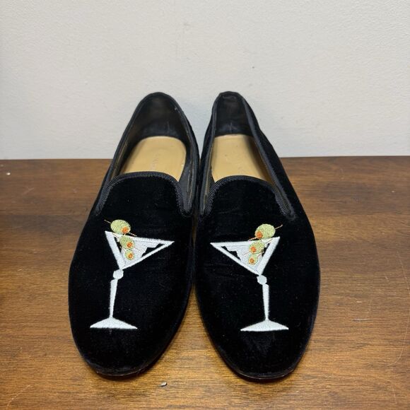 A. Marinelli Martini Cocktail Embroidered Velvet Loafer Slip On Shoes 9.5 - Picture 2 of 8